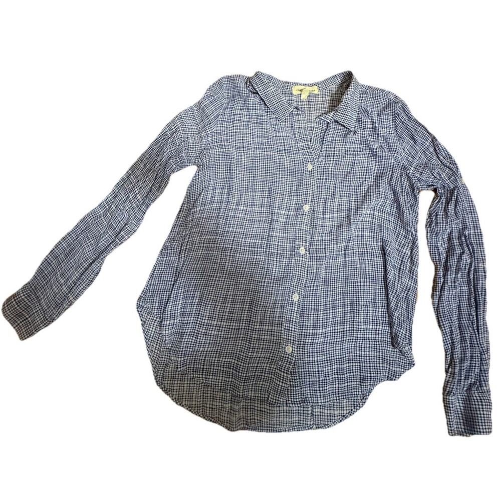 CLOTH & STONE Women’s Blue Striped Button Down Collared Blouse Size Small
